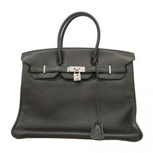Hermes Birkin 35 handbag, Taurillon Clemence leather, black, □M stamp, women's.